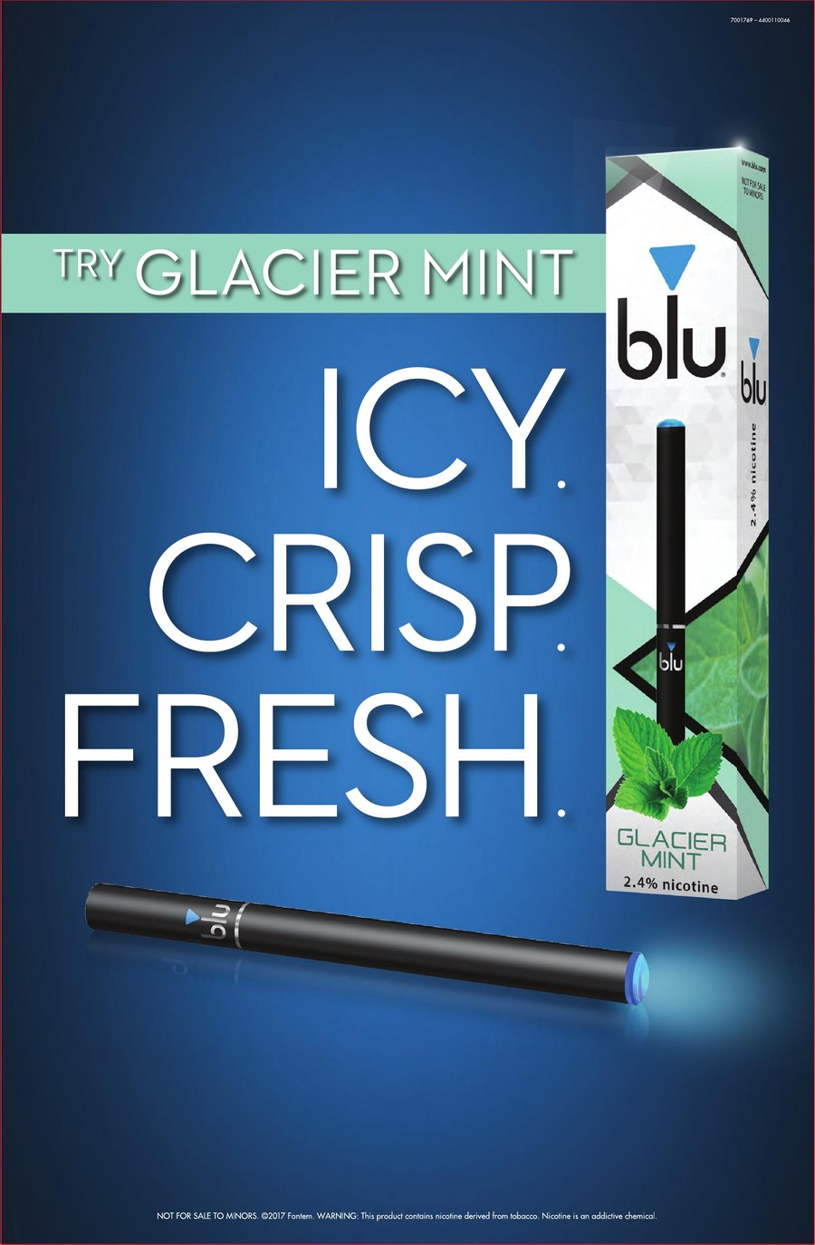 blu Glacier Mint disposable e-cig 12x18 in-store poster