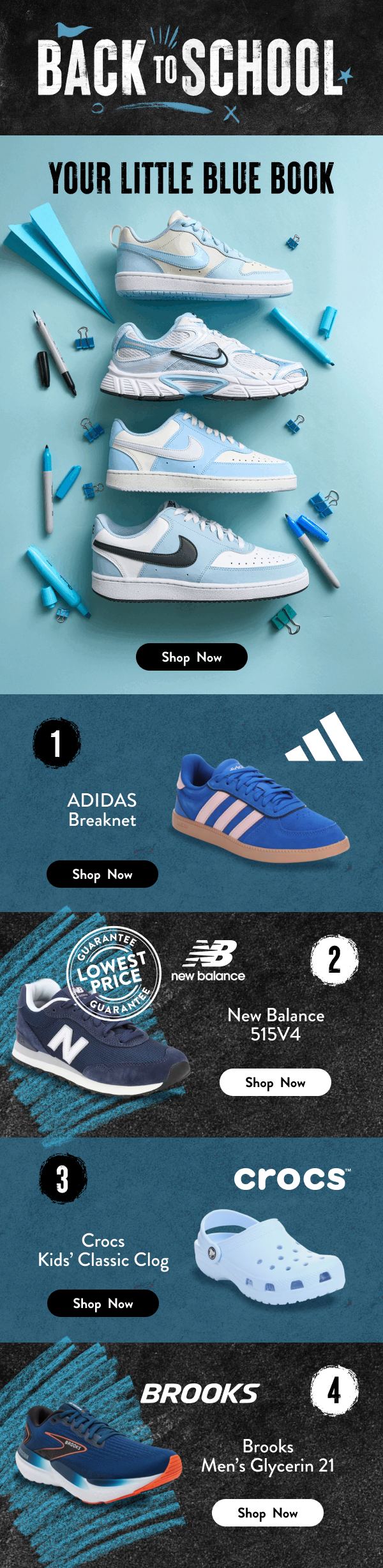 Shoe Carnival — Your Little Blue Book: Adidas, New Balance, Crocs, Brooks