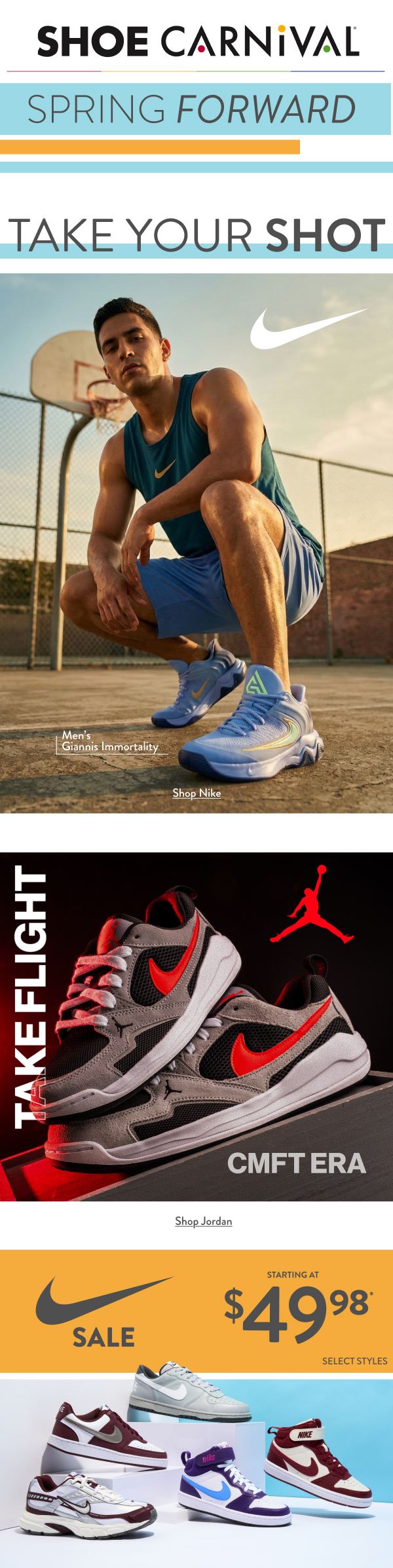 Shoe Carnival — Spring Forward: Take Your Shot (Nike) / Take Flight (Jordan)