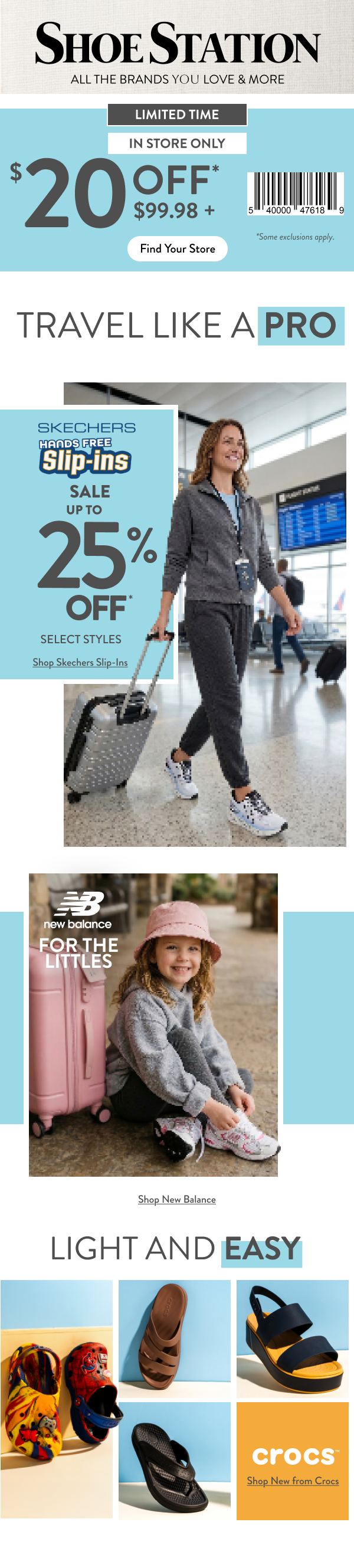 Shoe Station — Travel Like A Pro: Skechers Slip-Ins / New Balance For The Littles